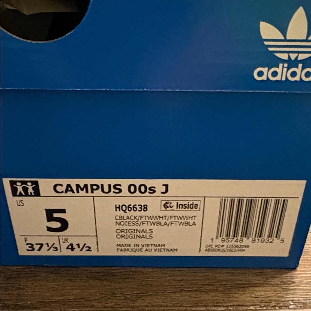 NIB [adidas] Campus '00s Athletic Sneakers Shoes Black/White Youth/Kids Sz 5 - Picture 12 of 12